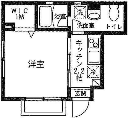 maison de mon pere(メゾン　ド　モンペールの間取り|ウォークインクローゼットと独立洗面台がポイント！
東向きバルコニー南東角部屋！洋室5.9帖の1Kバストイレ別独立洗面台