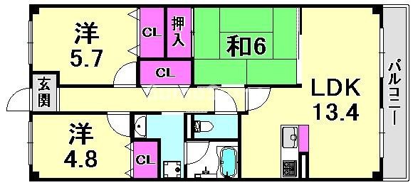 リーヴ香櫨園の間取り