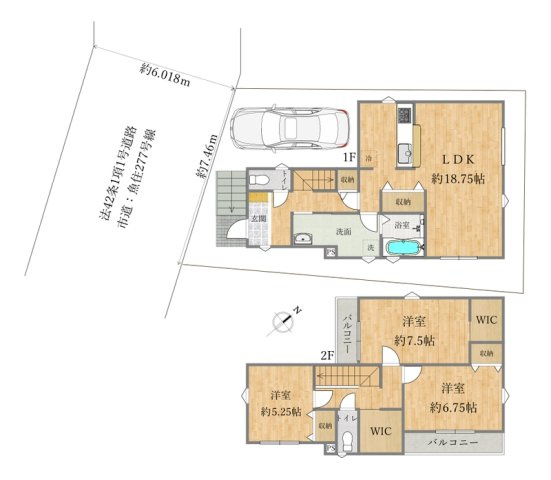 魚住町西岡新築戸建の間取り