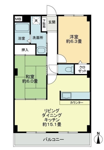 フォブールトロワやくりＢの間取り|間取図