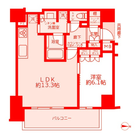 藤沢市辻堂１丁目の賃貸マンションの間取り