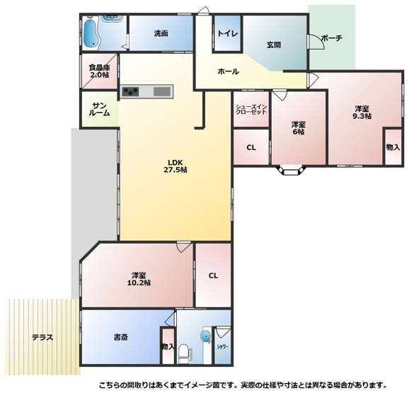 【間取り】 | 笛吹市御坂町井上　書斎付き　4SLDK