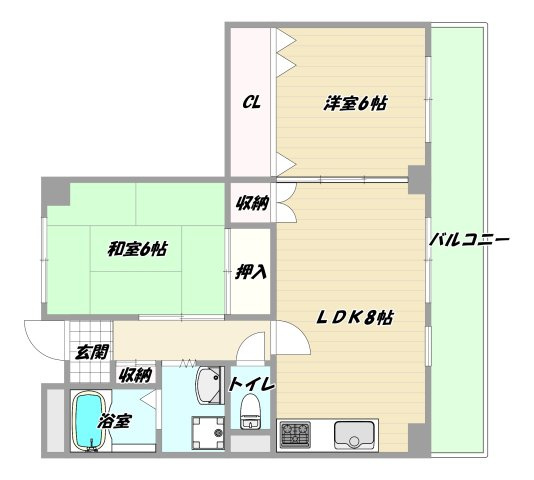 大阪市淀川区木川東２丁目の賃貸マンションの間取り