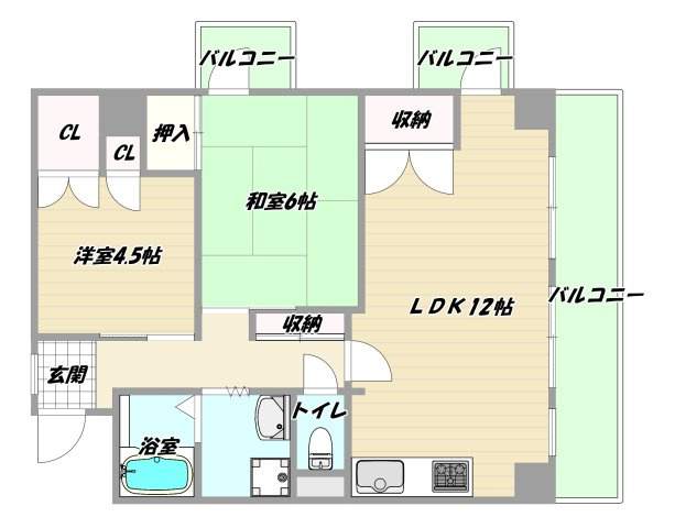 大阪市淀川区木川東２丁目の賃貸マンションの間取り
