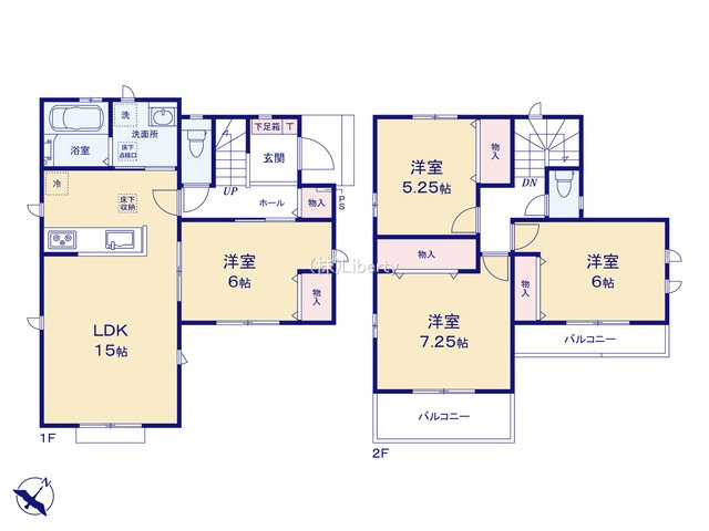 つくば市花畑3丁目　新築戸建　A号棟の間取り