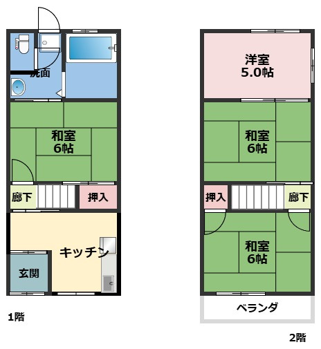 守口梶町4丁目貸家の間取り