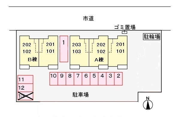 スワンパレスB棟の区画図