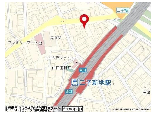 ベルメゾン二子の地図