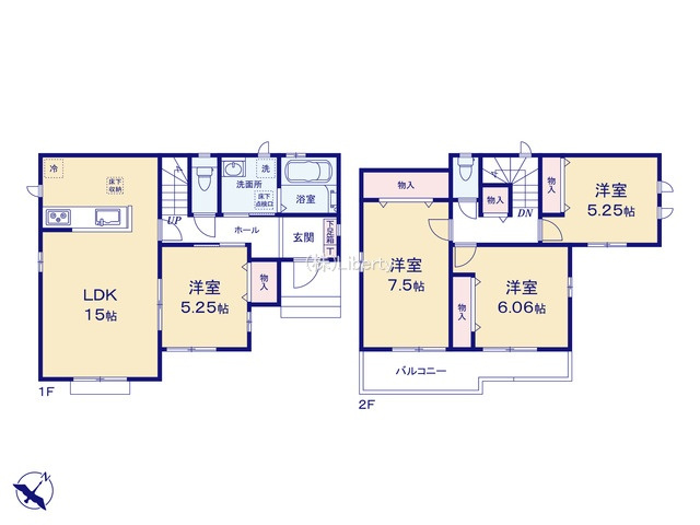 つくば市花畑3丁目　新築戸建　B号棟の間取り