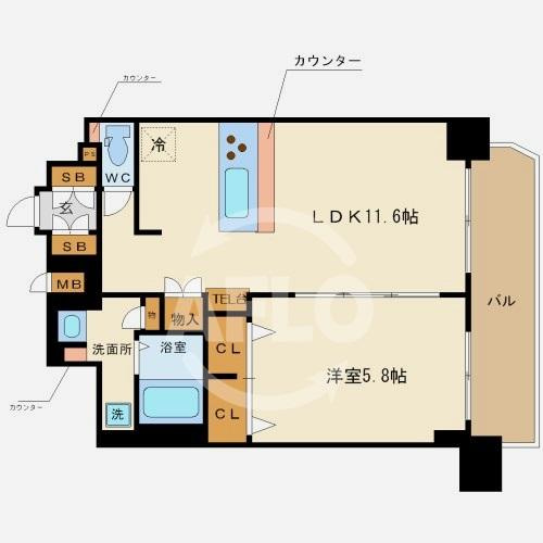 プレサンス難波フィネストの間取り|プレサンス難波フィネスト　開放感ある間取り