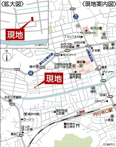 「大型納戸完備」高知市福井町第1　1号棟新築一戸建ての地図|JR円行寺口駅アクセス圏内！周辺には商業施設や学校が揃う暮らしやすい立地です。