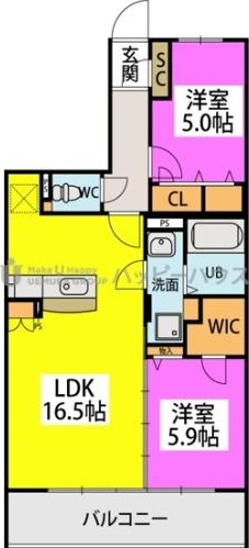 【間取り】 | ハッピネス若葉台Ⅱ