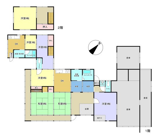 美談町　戸建の間取り