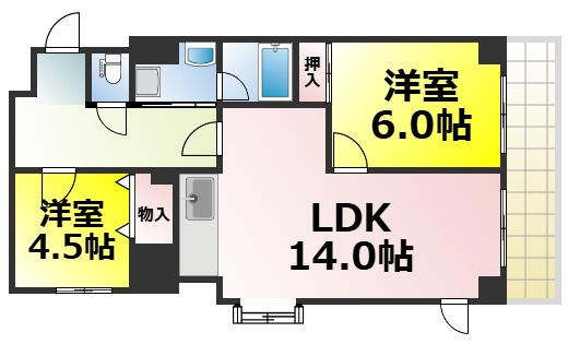 【間取り】 | アルボール西道頓堀 仲介手数料無料