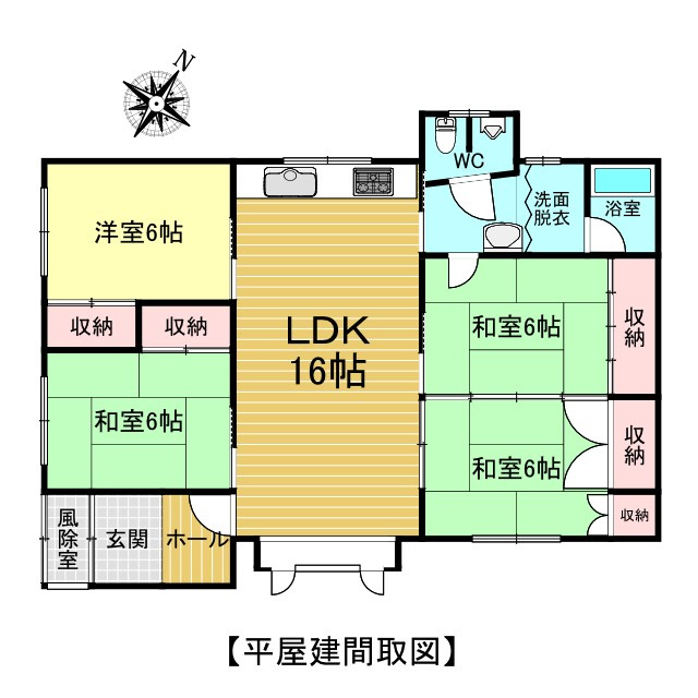 紋別市落石町３丁目３３番１８号の間取り