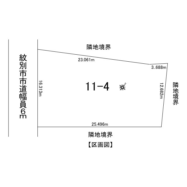 紋別市落石町３丁目３３番１８号の区画図