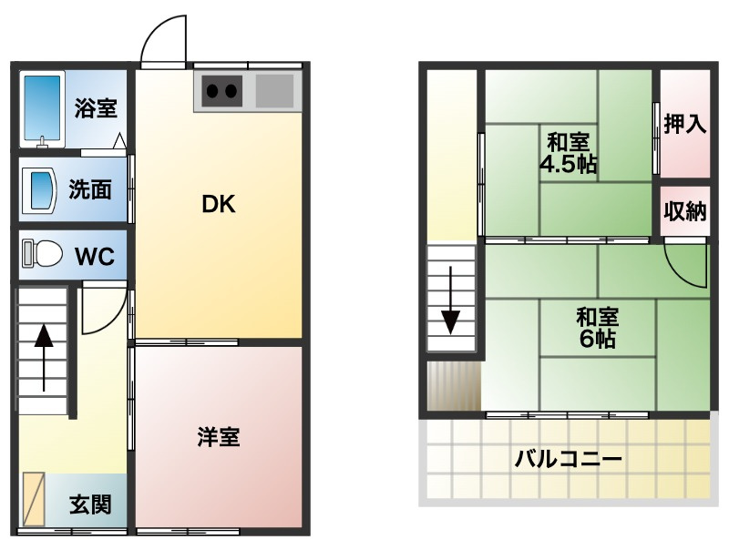 羽曳野市高鷲９丁目の一戸建ての間取り