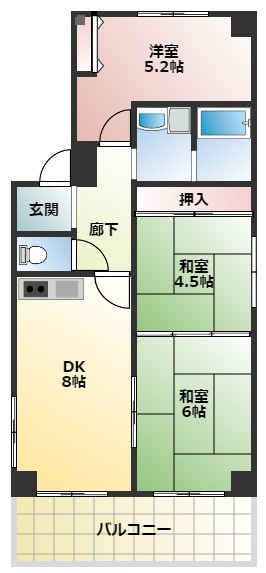 藤井寺市小山２丁目の賃貸マンションの間取り