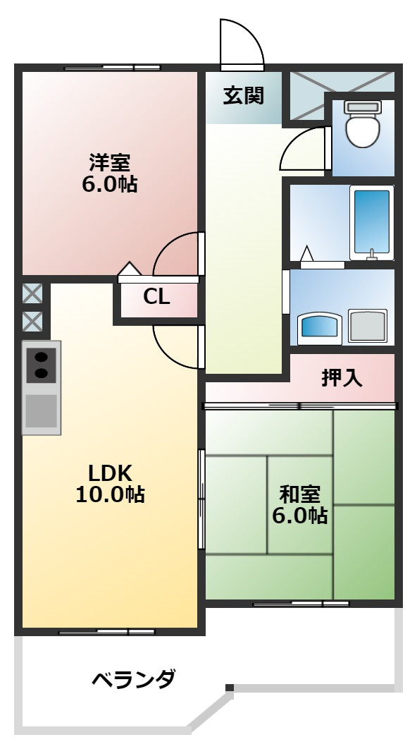 藤井寺市林３丁目の賃貸マンションの間取り