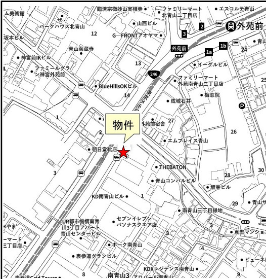 港区南青山３丁目の店舗事務所の地図
