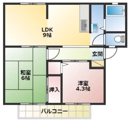 柏原市玉手町のアパートの間取り