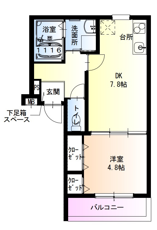 フジパレス沢良宜東Ⅴ番館の間取り