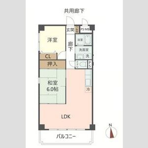 西宮市大井手町の賃貸マンションの間取り