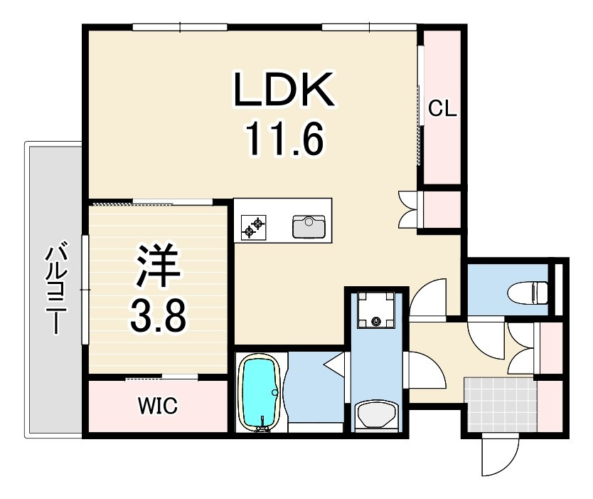 西宮市樋之池町の賃貸マンションの間取り