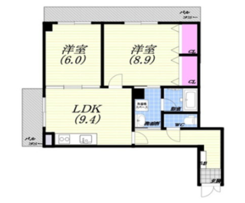 芦屋市打出小槌町の賃貸マンションの間取り