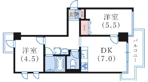 ライオンズマンション三宮磯上公園の間取り
