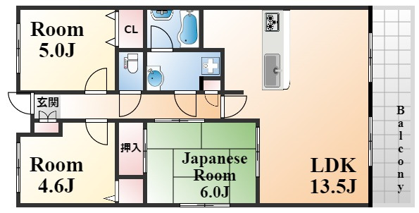 神戸市灘区篠原南町３丁目の賃貸マンションの間取り
