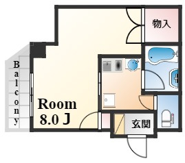 神戸市東灘区御影２丁目の賃貸マンションの間取り