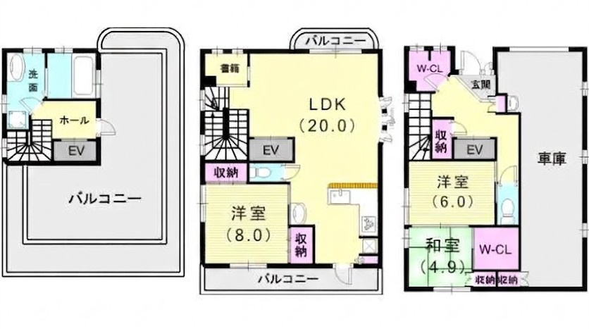 神戸市東灘区本山北町５丁目の一戸建ての間取り