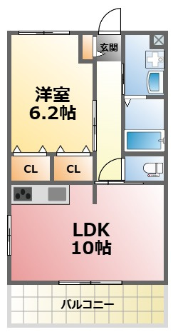 西宮市甲子園浦風町の賃貸マンションの間取り