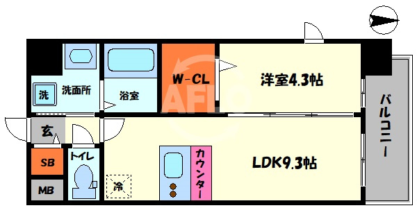 Quintet NAMBAの間取り|レジュールアッシュNAMBA　間取り図