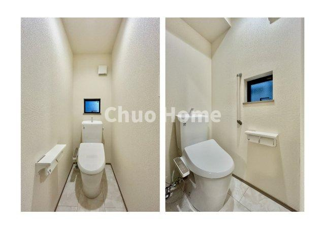 葛飾区小菅3丁目新築分譲住宅のトイレ|【トイレ×2】温水洗浄便座機能付きトイレ。温水洗浄便座は清潔にお使いいただくための大切なアイテムです。