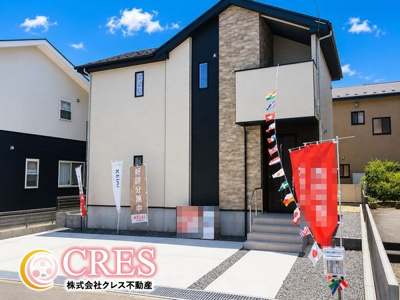 【外観】 | ☆☆☆新築分譲　郡山市片平町１期K　リガーレ　限定１棟！！ | ※現地です！！ご見学できます♪
シャープで洗練されたモダンキューブスタイル住宅♪