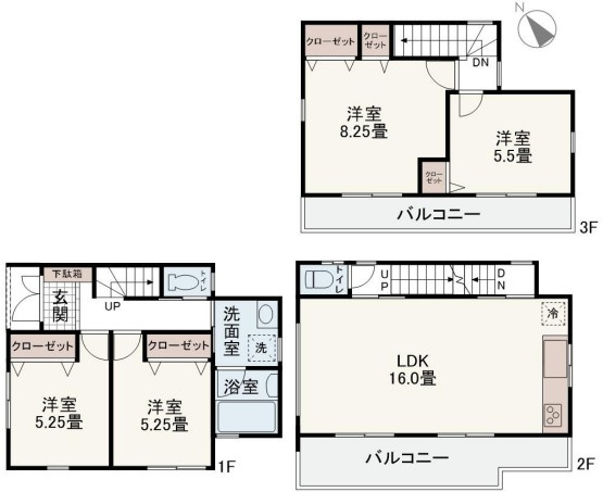 西新町駅まで徒歩8分　硯町3丁目　中古戸建　築6年の間取り