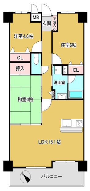 ライオンズマンション奈良帝塚山の間取り