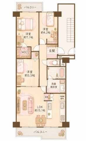 寝屋川東ファミリータウン中1番館の間取り|間取り図はいかがですか？ご希望を叶える間取りですか？リビングの広さは？水回りの位置は？カウンターキッチン？など色々な情報が集約されています。弊社ではリフォームなどのご相談も承っております。