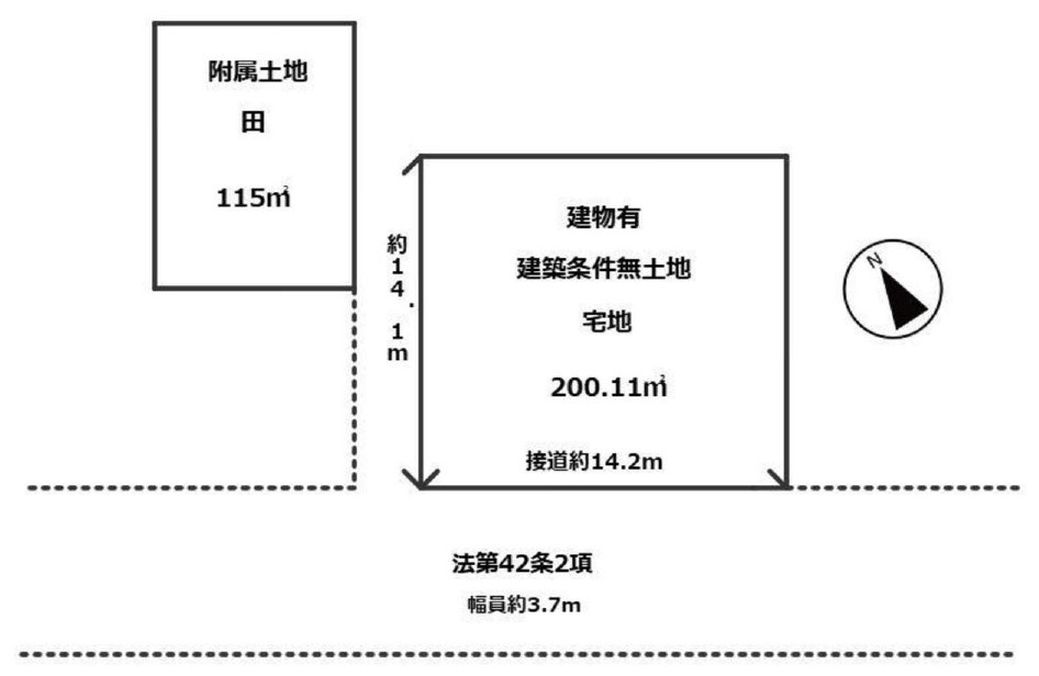 草津市志那中町　建築条件無し売土地の土地図