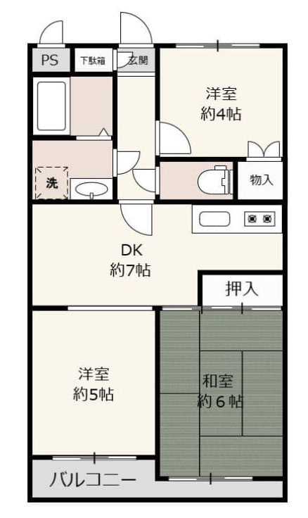 青梅市天ヶ瀬町の中古マンションの間取り