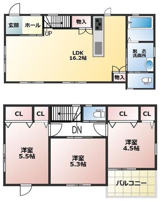 西神中央駅徒歩圏内　竹の台1丁目　新築2区画　B号棟の間取り