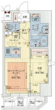 プレサンス難波クチュールの間取り
