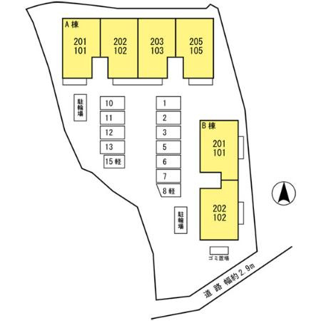 リューグロワールA棟の地図
