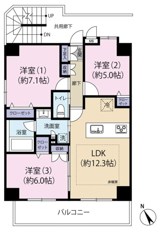 立川市錦町３丁目の中古マンションの間取り