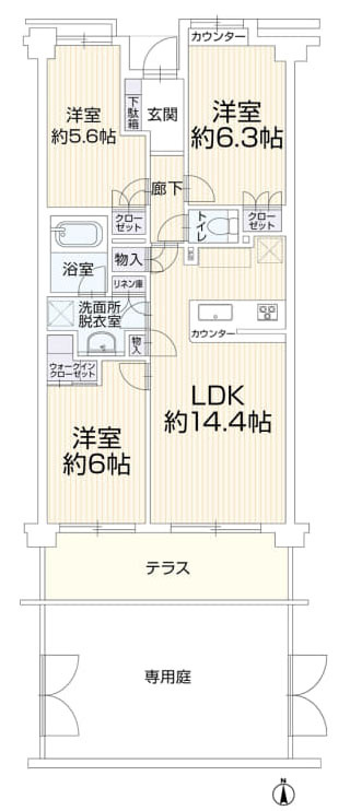 小平市花小金井５丁目の中古マンションの間取り