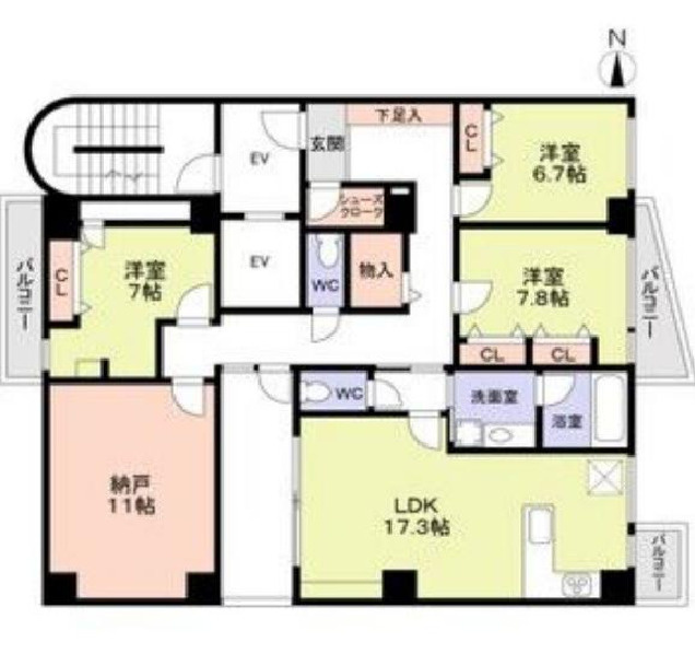 横浜市中区山下町の賃貸マンションの間取り