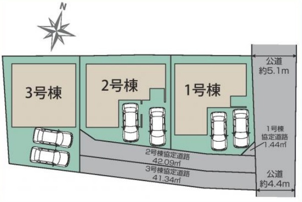 伊丹市野間　新築一戸建ての区画図|全３区画