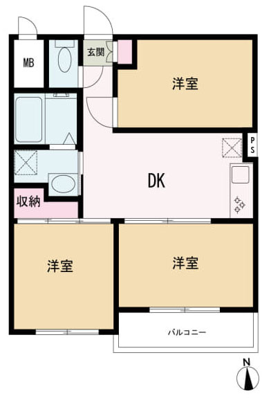 青梅市千ヶ瀬町１丁目の中古マンションの間取り